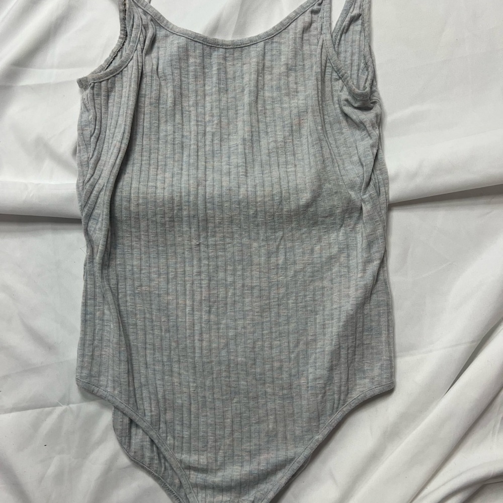 Urban Outfitters Light Heather Gray Ribbed Scoop Bodysuit